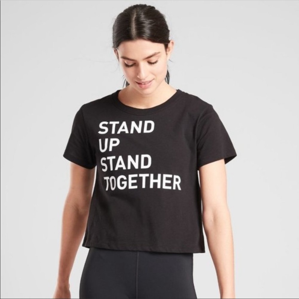 Athleta Daily Crop Tee Black Crewneck Cropped Athletic Top XS